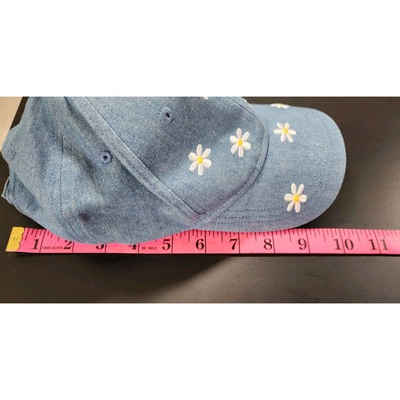 Wonder Nation Girls Blue Jean Denim Hat One Size Baseball Cap Daisy Floral Boho - Picture 9 of 10